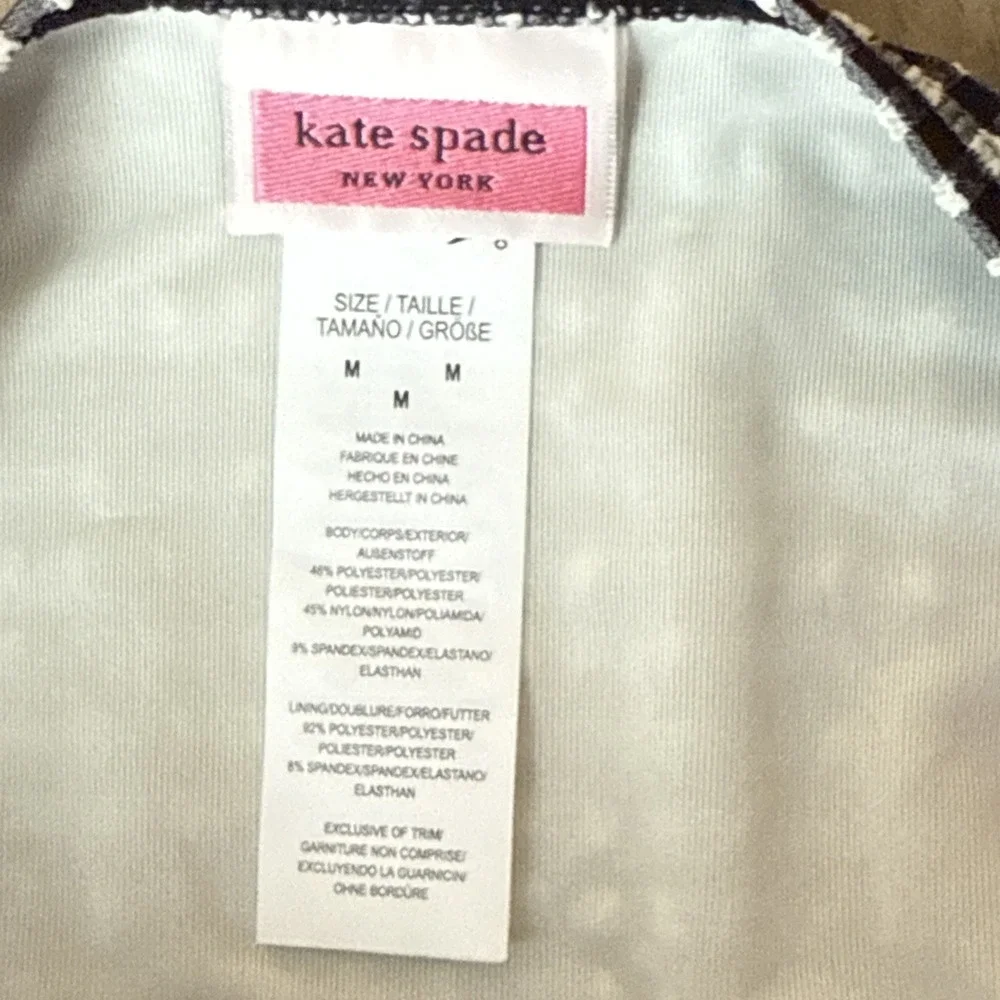 KATE SPADE Gingham Bikini Bottom Mid Rise‎ Women's Small Black White Medium New